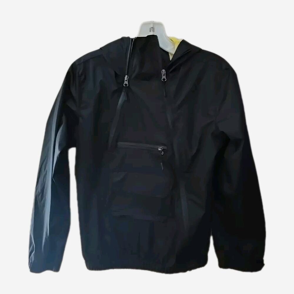 Wantdo Black‎ Asymmetrical Zip Lightweight Lined Hooded Jacket Kids Size 10/12
